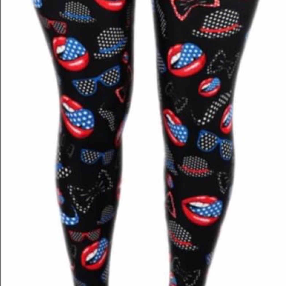 Lips n Shades Patriotic Peachskin Leggings Plus